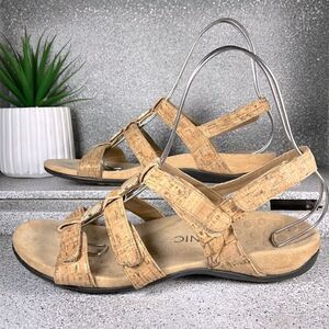 Vionic Amber Gold Cork Sandals Shoes Size 10